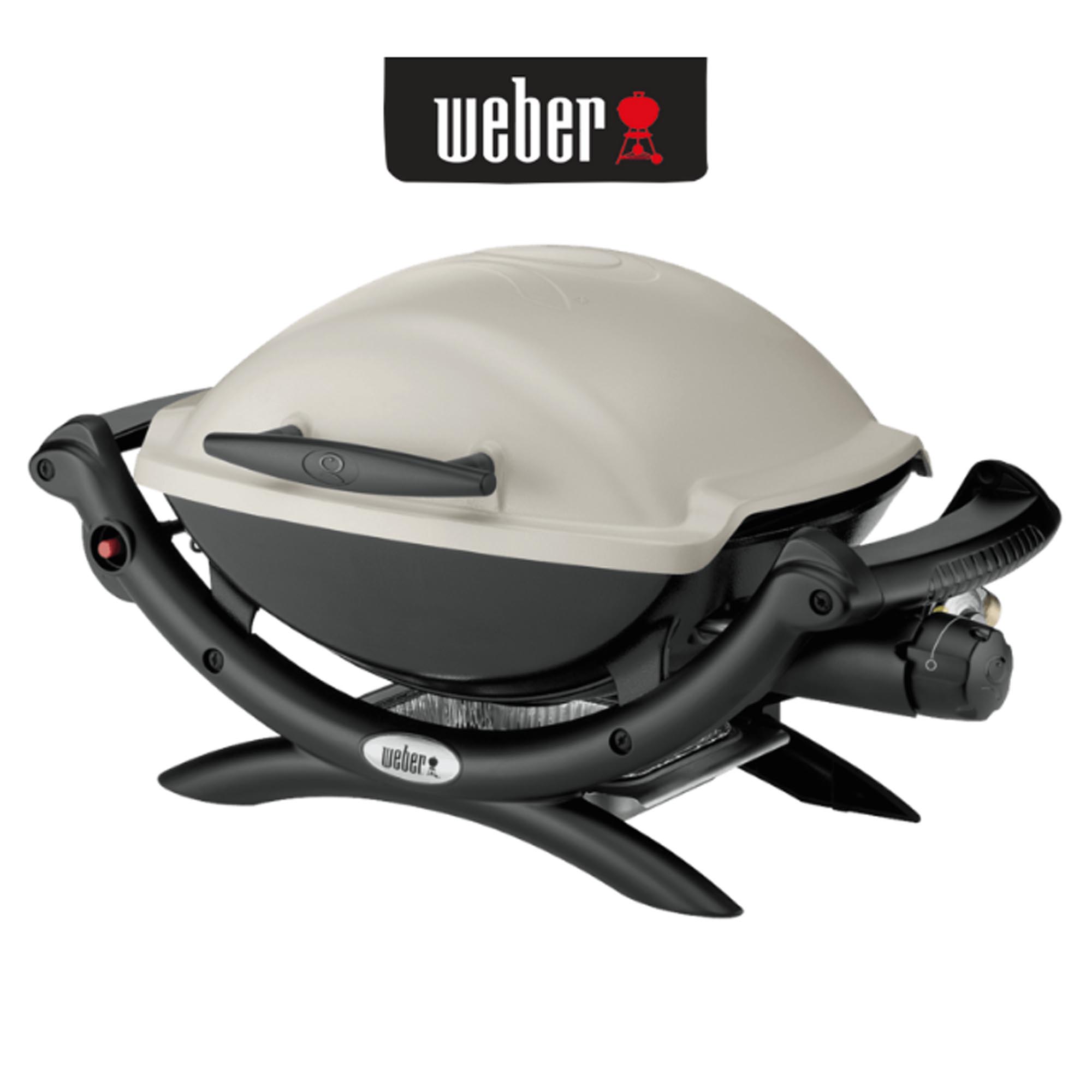 Weber 50060224 Q1000AU Baby Q Gas BBQ Barbeque LPG with lid in black and white