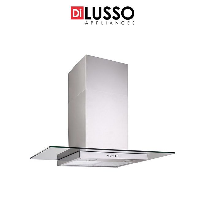 90cm Q-Series Glass Canopy Rangehood with 2x washable aluminium filters, and 2x LED Lamps.
