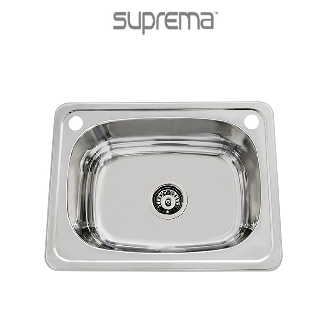 Suprema stainless steel inset laundry tub coated with an acoustic absorbing underlining. Comes with a 25 year manufacturer's warranty.