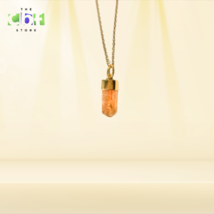 Yellow Raw Topaz Stone with with Gold Plated Chain Necklace